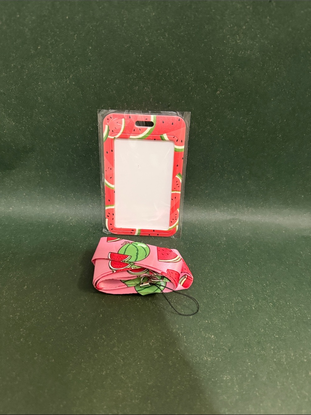 Watermelon Printed Pink Phone ID Card Holder with Lanyard